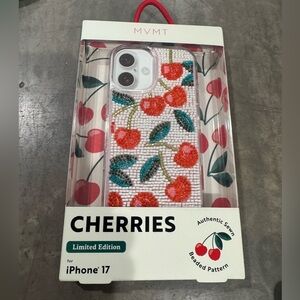 MVMT LIMITED EDITION 🍒Cherries sewn Beaded iPhone 17 🍒Case/Red white and Green🍒